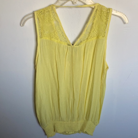 Vintage Pearl yellow lace sleeveless top size L - Picture 7 of 8